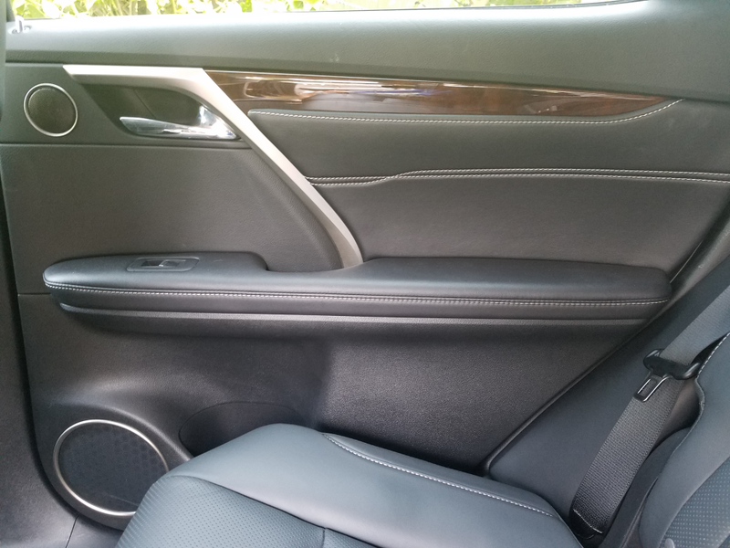 White stitching everywhere.